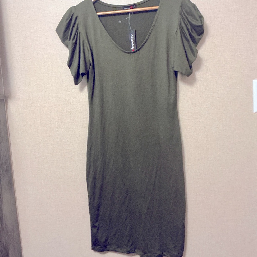 Olive Green Short Sleeve Dress